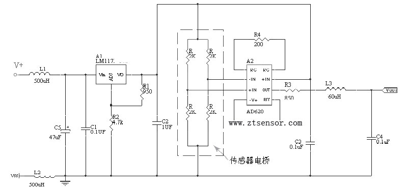 壓力傳感器信號(hào)處理電路原理圖