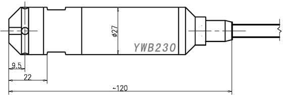 YWB230投入式液位變送器外形詳細尺寸CAD圖